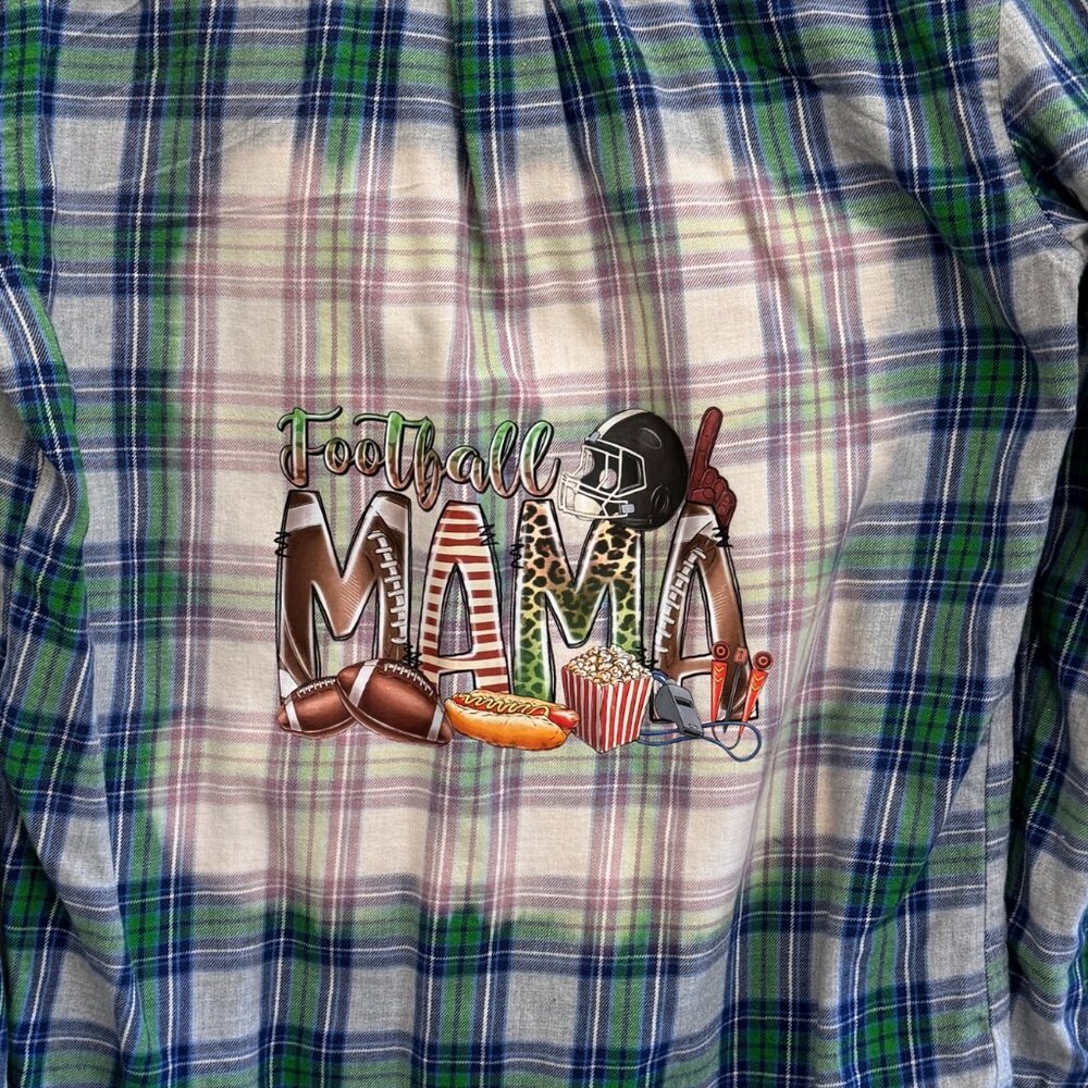 St John's Bay Classic Fit Flannel - Upcycled Football Mama Transfer